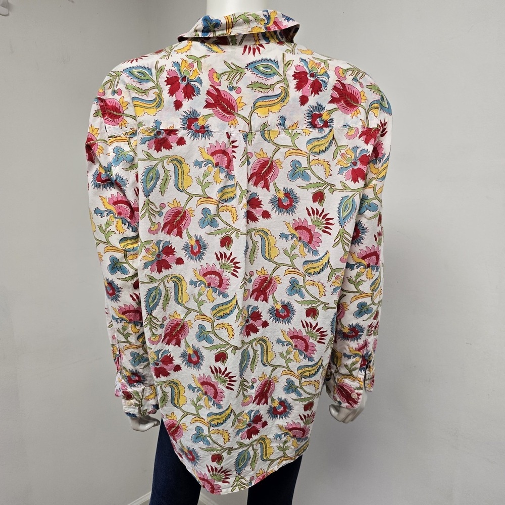 Mary Marshmallow India Floral Shirt Size M Relaxed Button Down Long Sleeve Boho - Picture 2 of 9